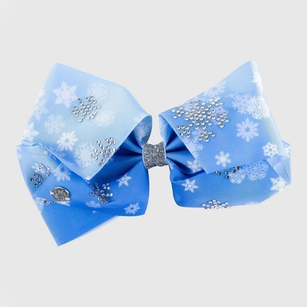 Girls JoJo Siwa Christmas Snowflakes Bow Hair Clip Blue Seasonal